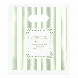 ★53-41-9-1 100枚 手提げポリ袋 ミントストライプ