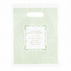 ★53-41-9-2 100枚 手提げポリ袋 ミントストライプ