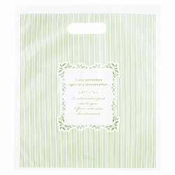 ★53-41-9-3 100枚 手提げポリ袋 ミントストライプ