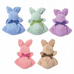 ★53-45-10-1 100個 ふんわりうさぎタオルハンカチ