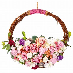 ★53-48-2-1 ナチュラルフラワーリース34cm (造花)
