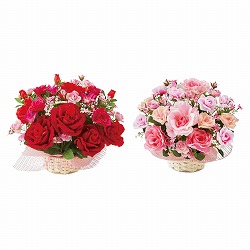 ★53-48-3-1 ローズ造花アレンジ(レッド)