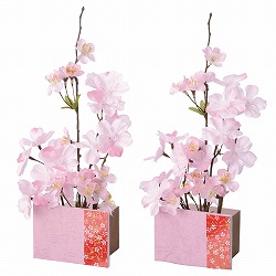 ★53-7-4-1 和風枝桜ポット(造花)