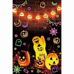 ★57-100-67-1 バックグラウンドシート ネオンハロウィン145x220cm