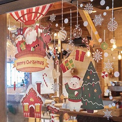 ★58-107-5-1 ウインドウステッカー 気球&クリスマス