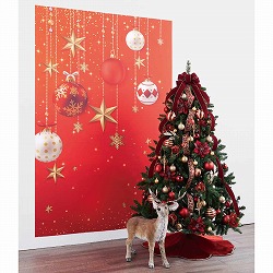 ★58-117-8-1 バックグラウンドシート クリスマスオーナメントレッド