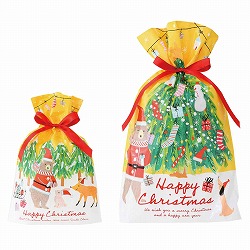 ★58-141-4-1 20枚 リボン付きギフトバッグ クリスマスベアラー