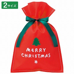 ★58-141-5-1 20枚 リボン付き手提げギフトバッグ クリスマス レッ