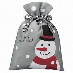 ★58-141-6-1 10枚 不織布リボン付きギフトバッグ スノーマン