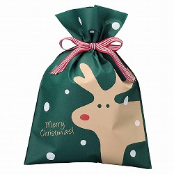 ★58-141-7-1 10枚 不織布リボン付きギフトバッグ トナカイ