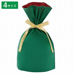 ★58-142-11-1 20枚 梨地リボン付きギフトバッグクリスマス グリ