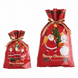 ★58-142-1-1 20枚 リボン付きギフトバッグ ゆかいなクリスマス