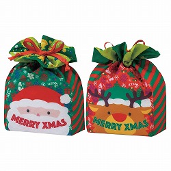 ★58-144-4-1 20枚 リバーシブル巾着バッグ クリスマス