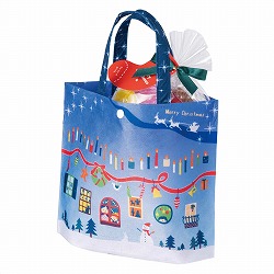 ★58-144-6-1 20枚 トートバッグ クリスマス ブルー