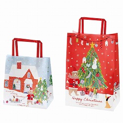 ★58-145-4-1 50枚 手提げ紙袋 クリスマスベアラー