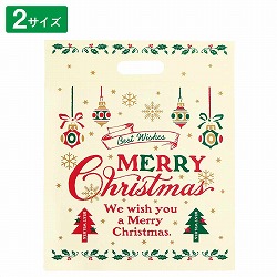 ★58-146-5-1 100枚 手提げポリ袋 クラシカルクリスマ