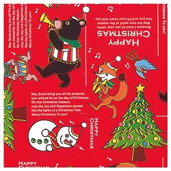 ★58-147-5-1 50枚 包装紙 クリスマスジョリーバンド