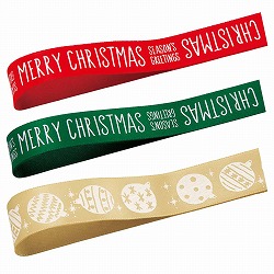 ★58-149-7-1 クリスマス プリントサテンリボン20m巻