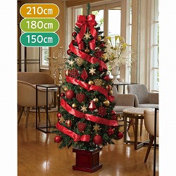 ★58-15-2-1 スクエアベース スリムクリスマスツリーセット レッド