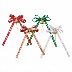 ★58-150-12-1 10個 ベル付きプリントリボンボウ