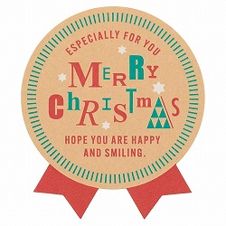 ★58-152-3-1 40枚 クリスマス ナチュラルリボン型シール