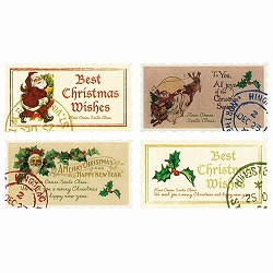 ★58-152-4-1 100枚 アンティークサンタ アソートシール