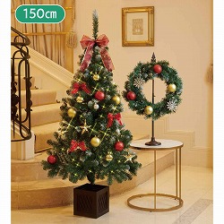 ★58-19-2-1 2WAYガーランド付クリスマスツリーセット レッド 150cm