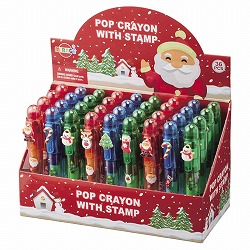 ★58-303-62-1 36本 クリスマススタンプ付きロケットクレヨン