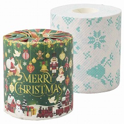 ★58-303-73-1 100個 クリスマス柄トイレットペーパー