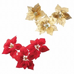 ★58-39-7-1 6個 ポインセチアオーナメント20cm