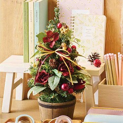 ★58-43-3-4 卓上ミニツリー 33cm ワインローズ