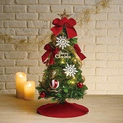 ★58-44-3-1 LEDフォールディングクリスマスツリー レッド60cm