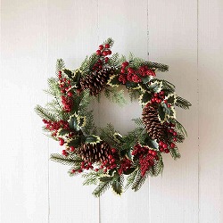 ★58-45-4-1 58cmクリスマスデコレーションリース ヒイラギ