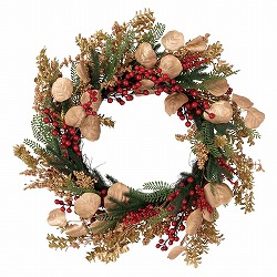 ★58-45-5-1 60cmクリスマスデコレーションリース ゴールドリーフ