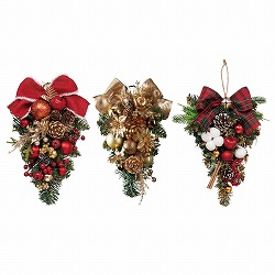 ★58-48-2-1 リボンスワッグ30cm レッドリボン