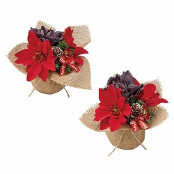★58-53-10-1 2個 ポインセチア造花ジュートラップ