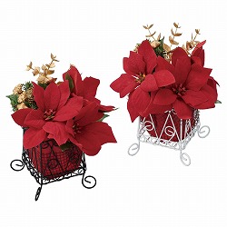 ★58-53-11-1 2個 ポインセチア造花キューブポット