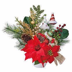★58-53-4-1 ポインセチア造花アレンジ高さ42cm