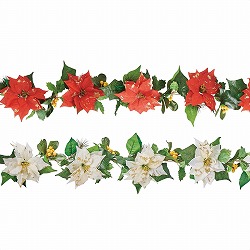 ★58-54-1-1 ポインセチアヒイラギ造花ガーランド