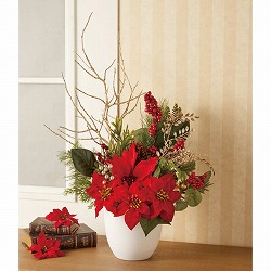 ★58-54-4-1 クラシカルポインセチア造花アレンジ