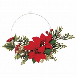 ★58-54-5-1 ポインセチア造花リース幅45cm