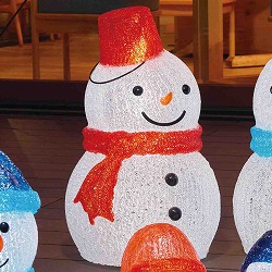 ★58-86-1-1 LEDブリリアントモチーフライト バケツスノーマン レッド