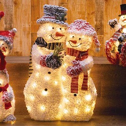 ★58-95-2-1 LEDファブリック スノーマンカップル