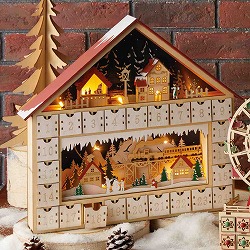 ★58-97-1-1 LED木製アドベントカレンダー ハウス