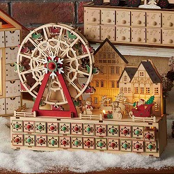 ★58-97-2-1 LED木製アドベントカレンダー 観覧車