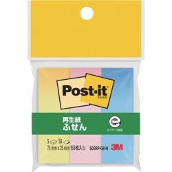 ■ポストイット 再生紙 500RP-GK-H 75 mm x 25 mm アソート